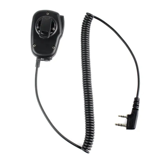 Black two-way radio microphone.