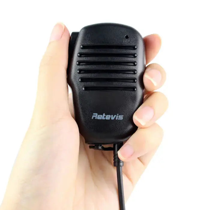 Black handheld microphone.