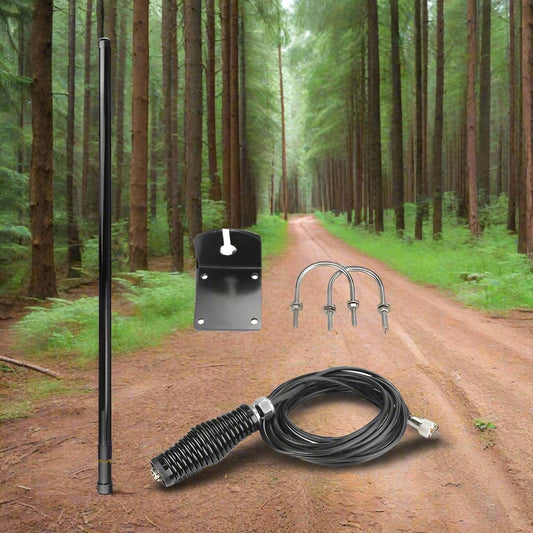 Antenna and mounting hardware.