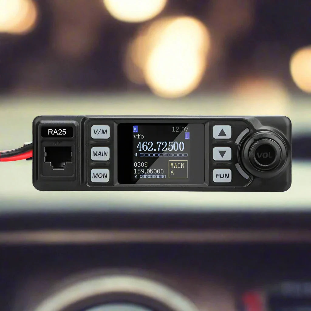 Black mobile two-way radio.