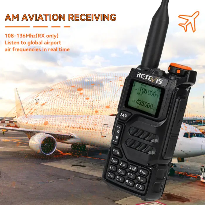 Black aviation receiver walkie-talkie.