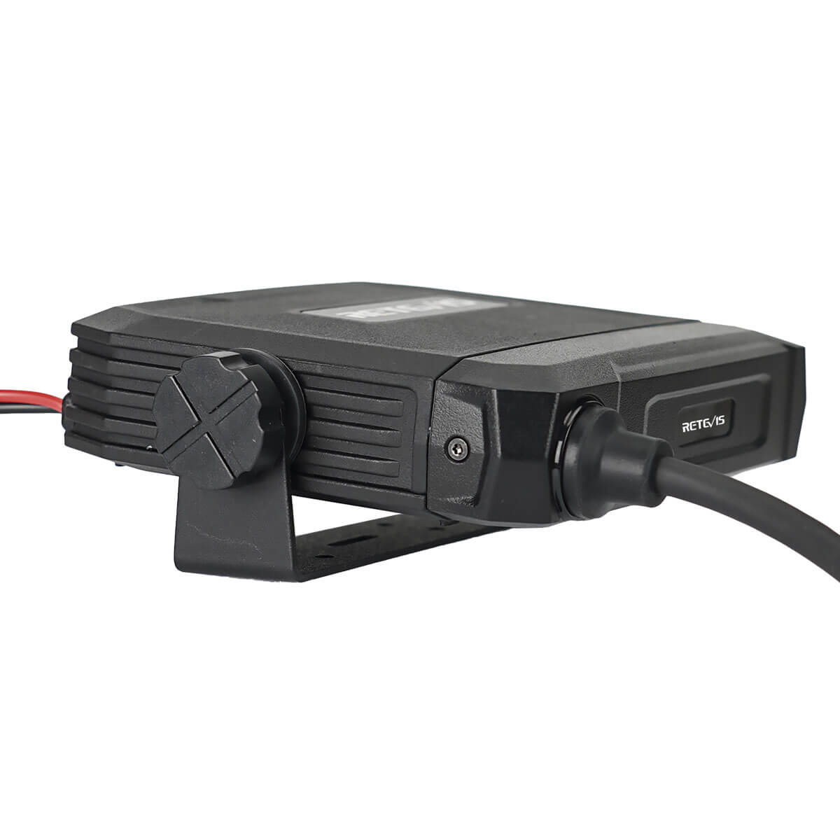 Black mobile two-way radio.