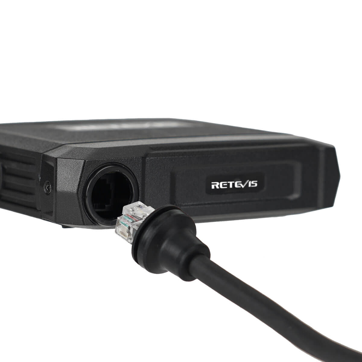 Black radio with cable.