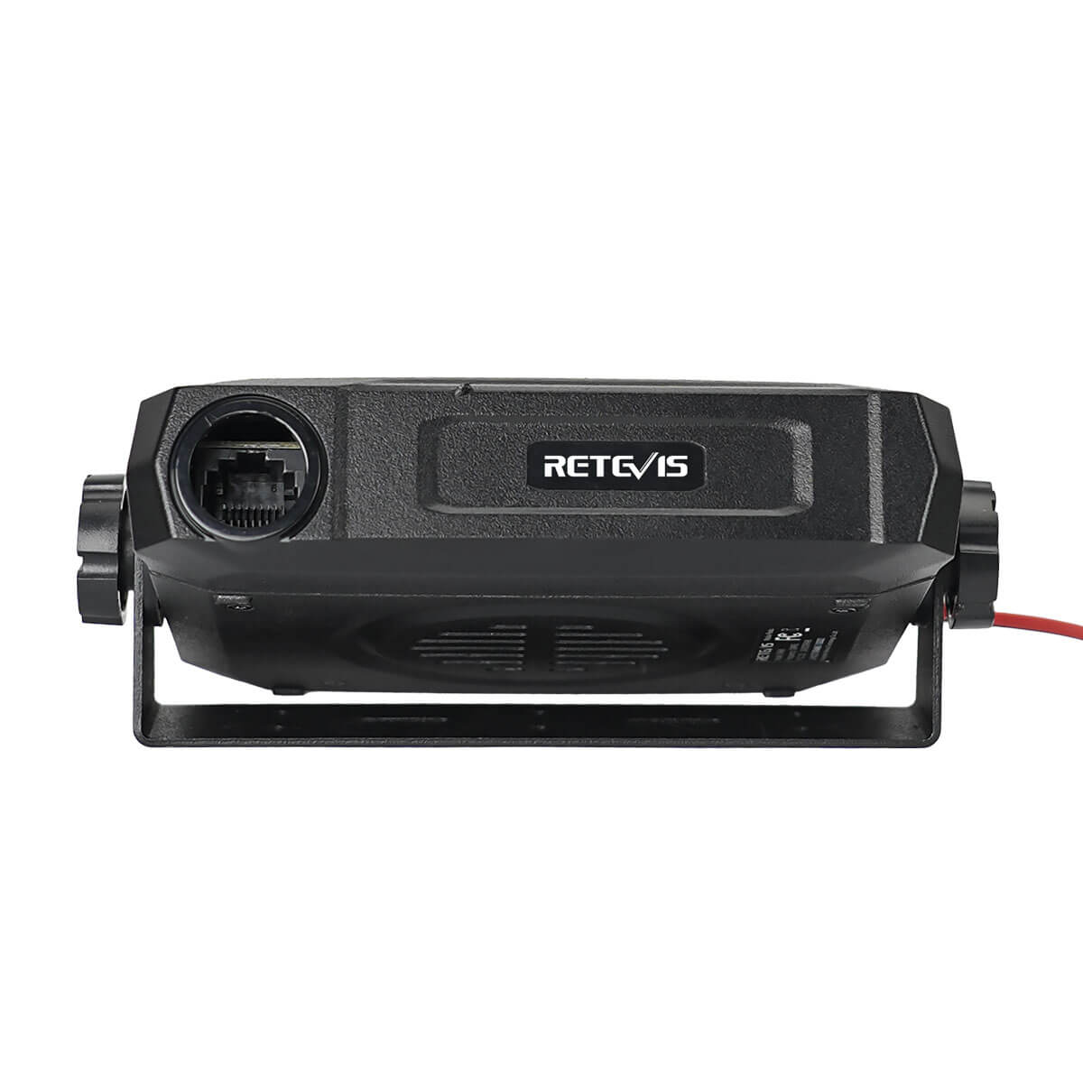 Black two-way radio transceiver.