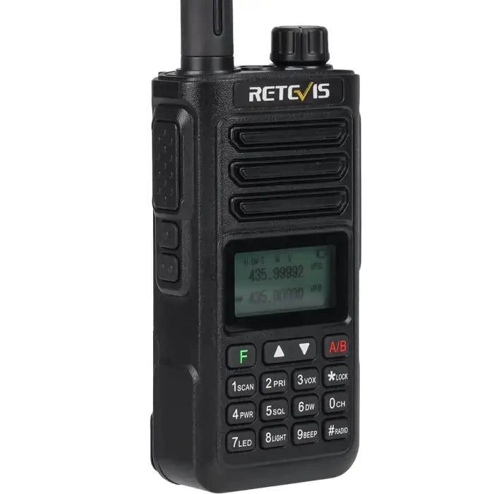 Black two-way radio.