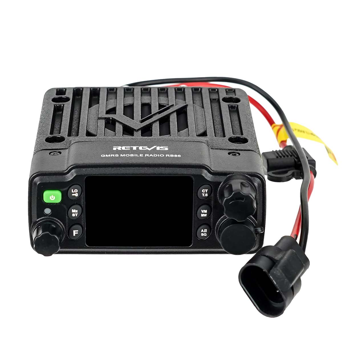 Black mobile two-way radio.