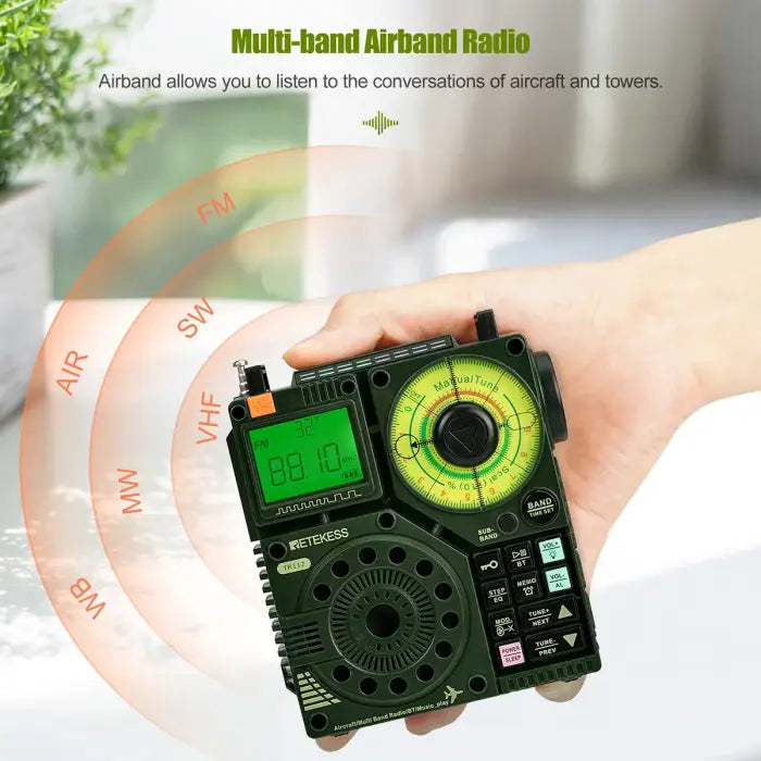 Green multi-band airband radio.