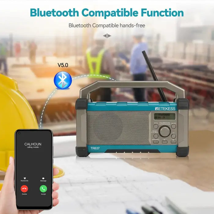 Blue and gray portable radio.