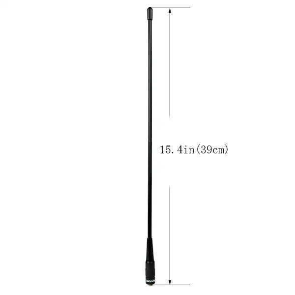 Black antenna with measurement markings.
