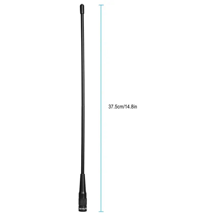 Black antenna with measurement.