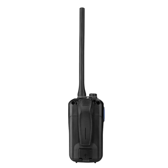 Black two-way radio with antenna.