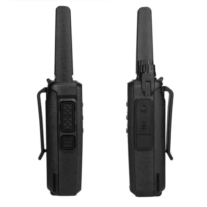 Two black walkie-talkies.