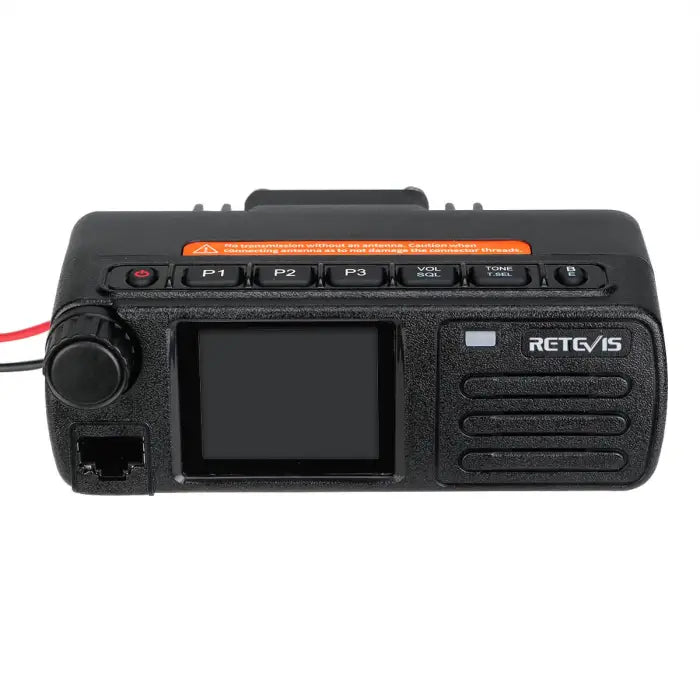 Black two-way radio.
