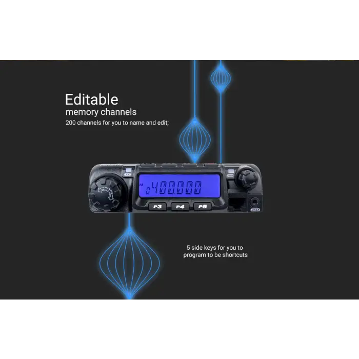 Black mobile radio transceiver.