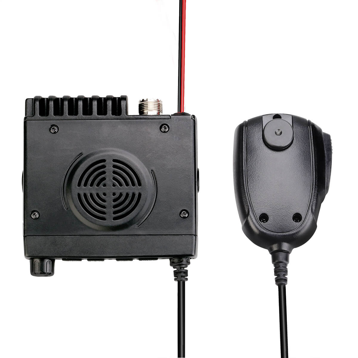 Black CB radio and microphone.