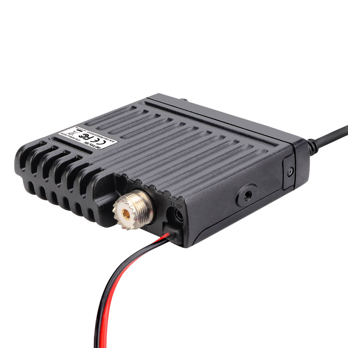 Black CB radio transceiver.