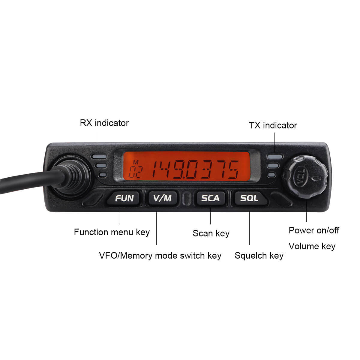 Black mobile two-way radio.