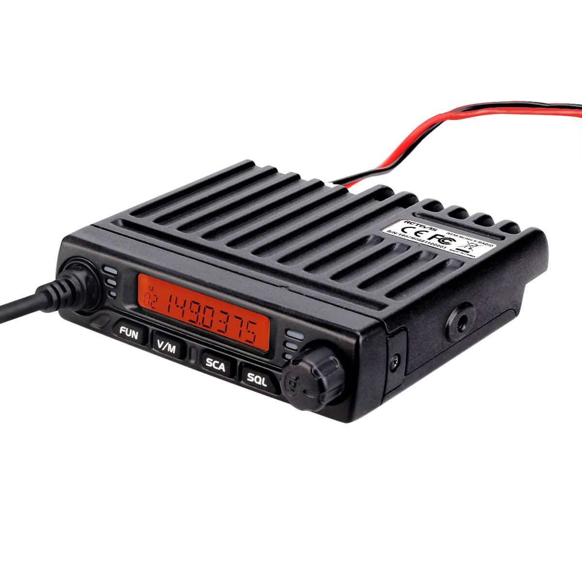 Black two-way radio transceiver.