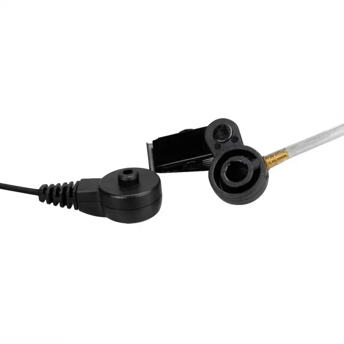 Black earpiece with clip.