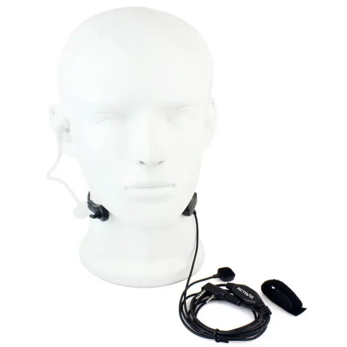 Throat microphone on mannequin head.