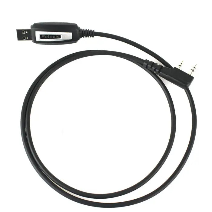 Black USB programming cable.