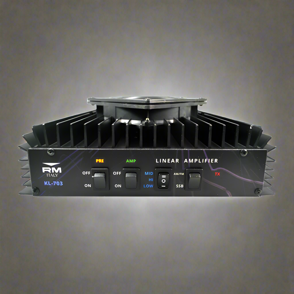 Black linear amplifier with switches.