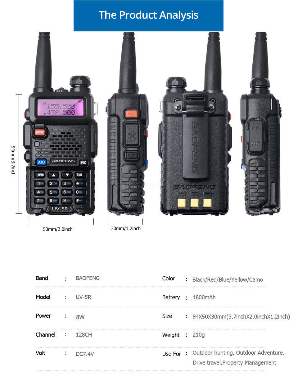BF-TECH CA UV-5R 8W High-Power Dual-Band Amateur Ham Radio