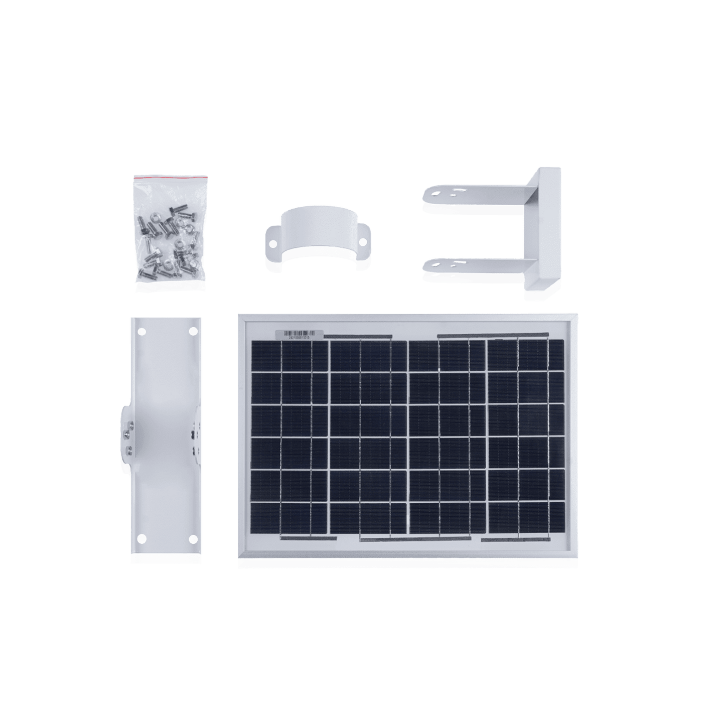 A compact solar panel with mounting hardware.