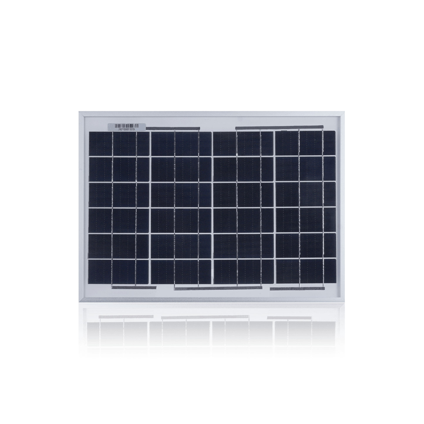Rectangular solar panel with a grid of photovoltaic cells.