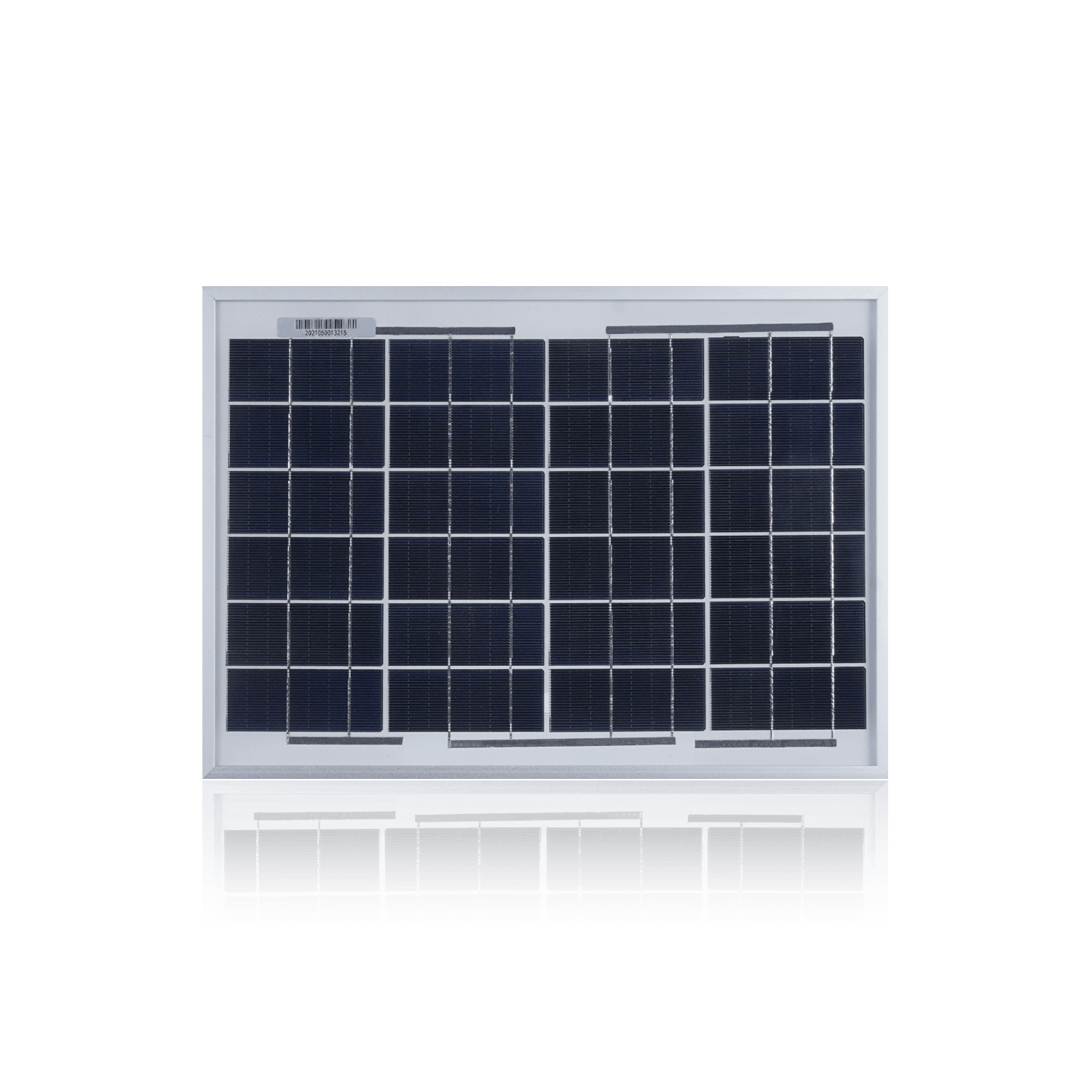 Rectangular solar panel with a grid of photovoltaic cells.