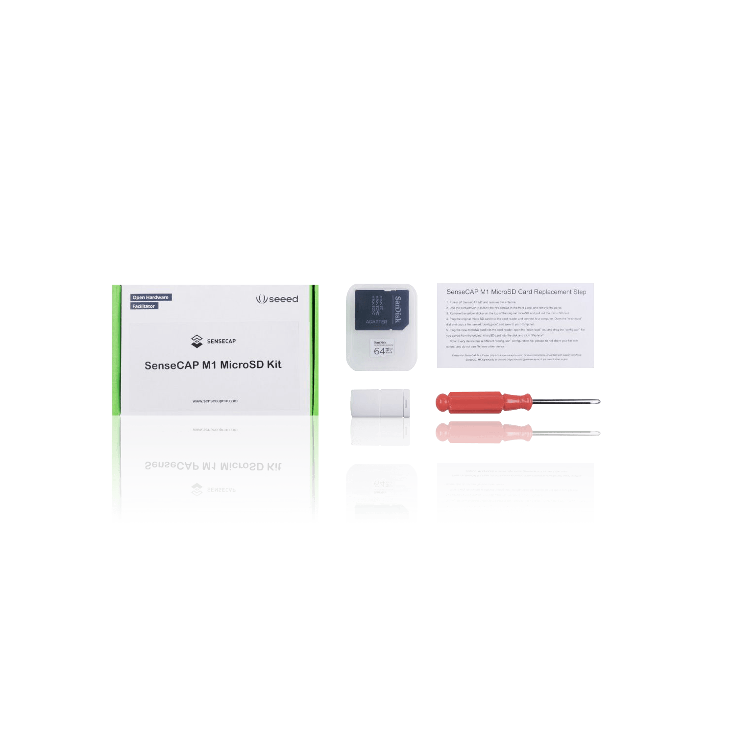 A SenseCAP M1 MicroSD Kit with tools.