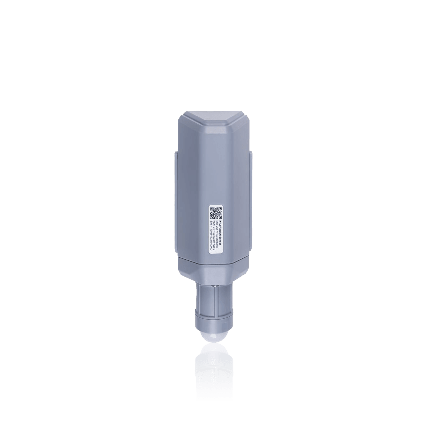 Gray cylindrical outdoor networking device with a mounting bracket.