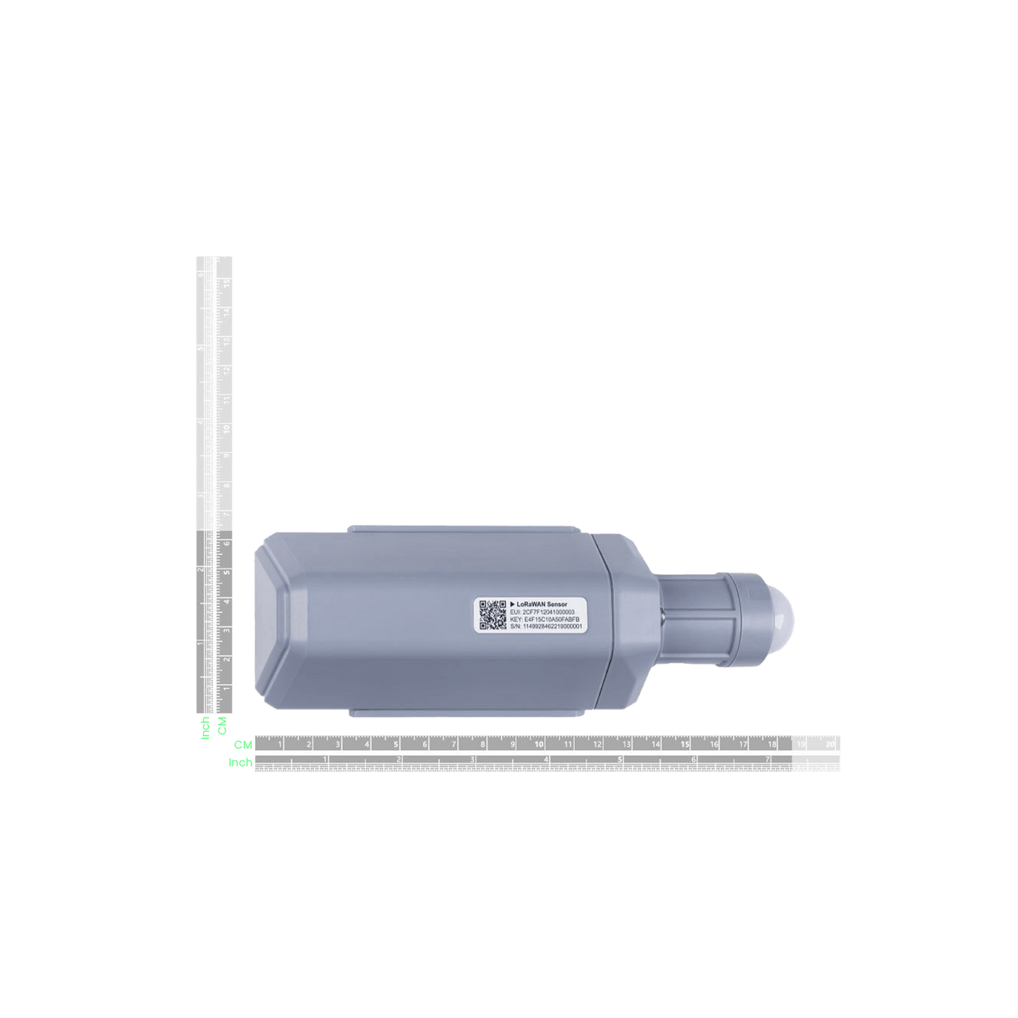 A light gray, rectangular electronic device with a cylindrical extension on one end.