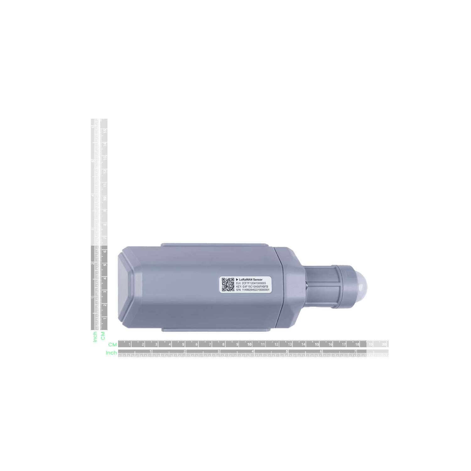 A light gray, rectangular electronic device with a cylindrical extension on one end.