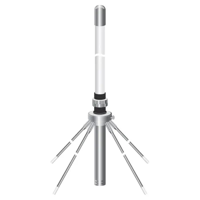 Silver and white antenna.