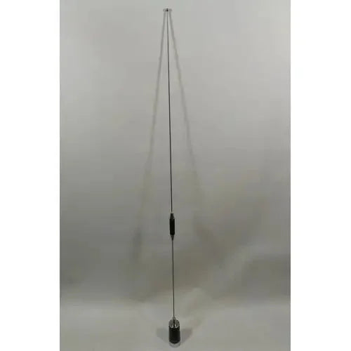 Long, thin, black and silver antenna.