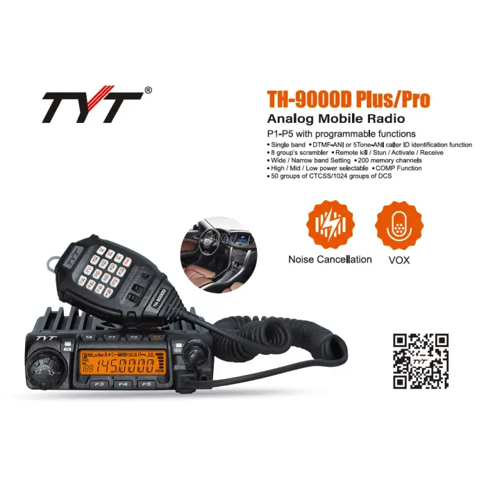 TYT TH-9000D Plus VHF 2M 144-148 MHz Mobile Amateur Ham