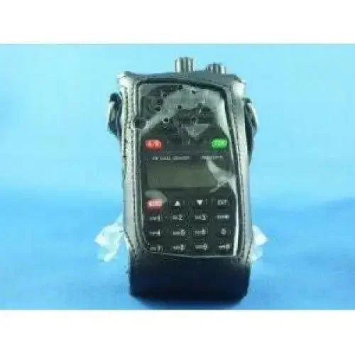 Black two-way radio in a protective case.