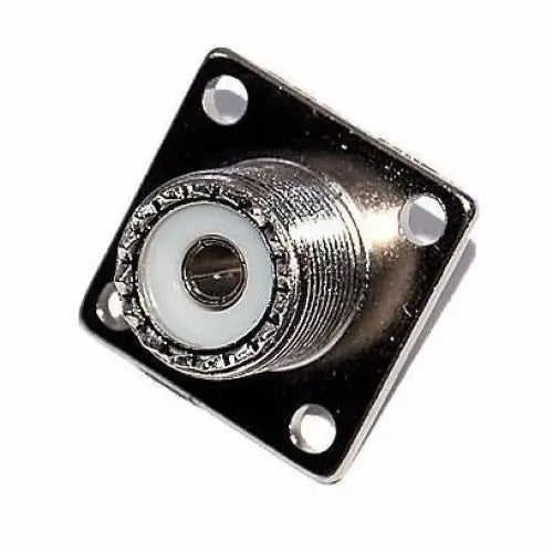 Square-flanged coaxial connector.