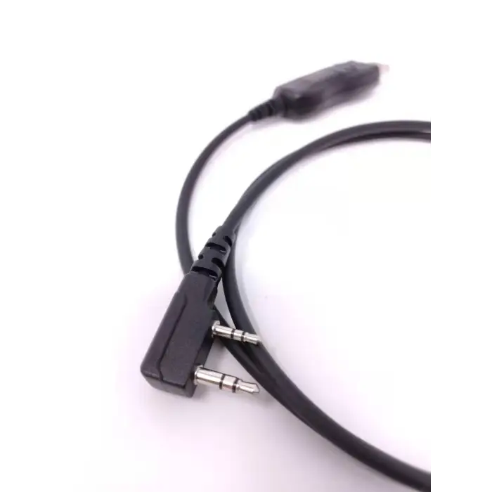 Black two-prong audio cable.
