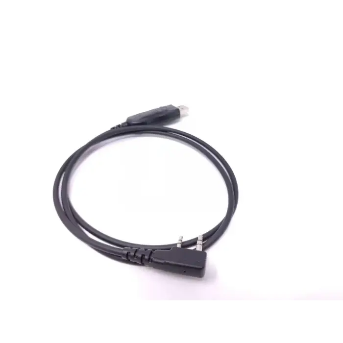 Black two-prong audio cable.
